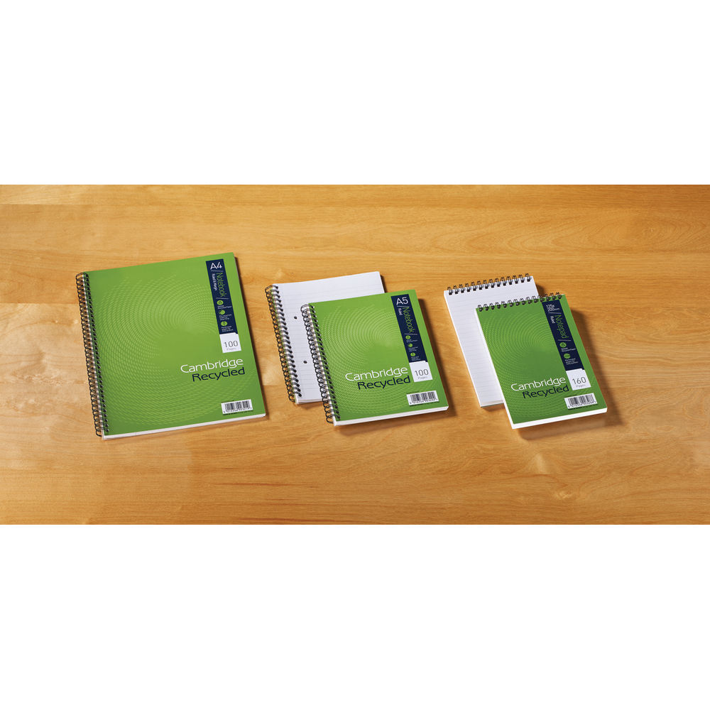 Cambridge Recycled Ruled Wirebound Notebook 200 Pages A4+ (Pack of 3)