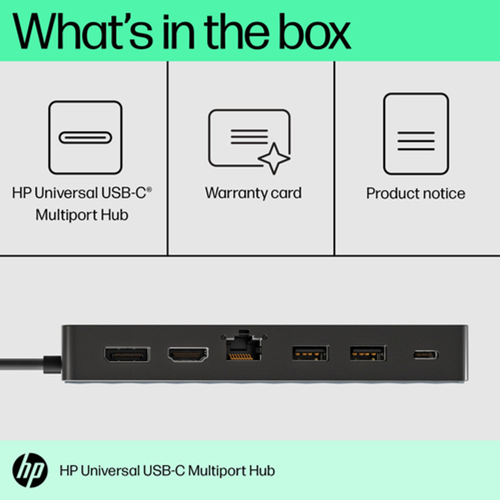 HP Universal USB-C Multiport Hub Docking USB 3.2 Gen 2 (3.1 Gen 2) Type-C Black