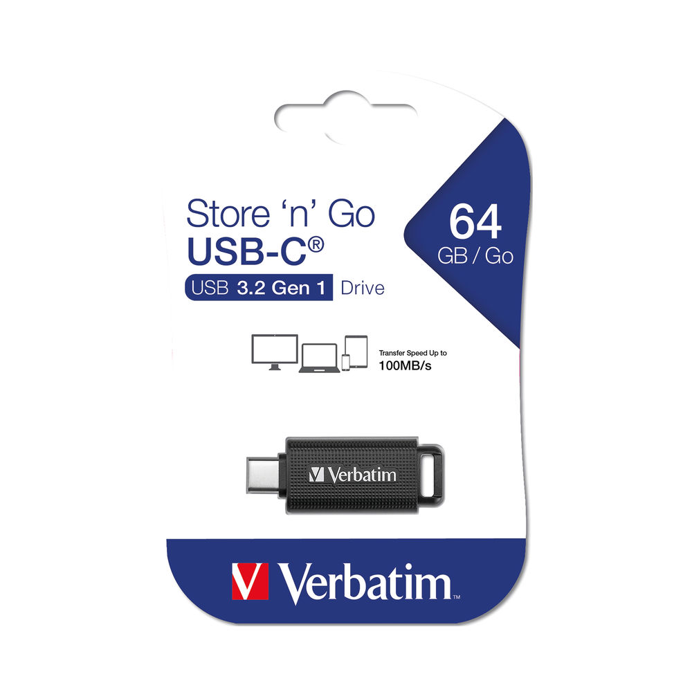 Verbatim Store n Go USB-C 3.2 Gen 1 Flash Drive 64GB ABS Black