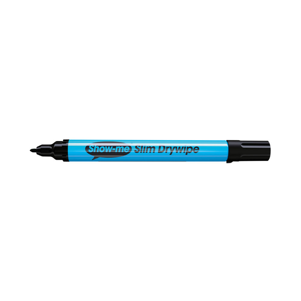 Show-me Black Fine Tip Drywipe Marker (Pack of 10)