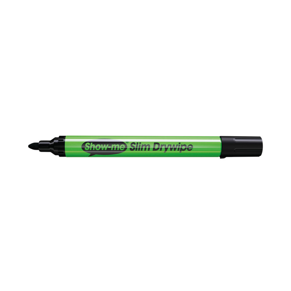 Show-me Black Medium Slim Barrel Drywipe Markers (Pack of 100)