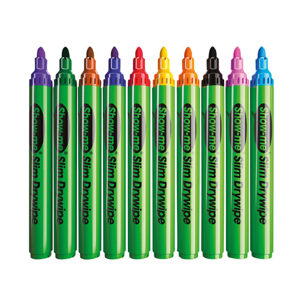 Show-me Assorted Medium Drywipe Markers (Pack of 50)