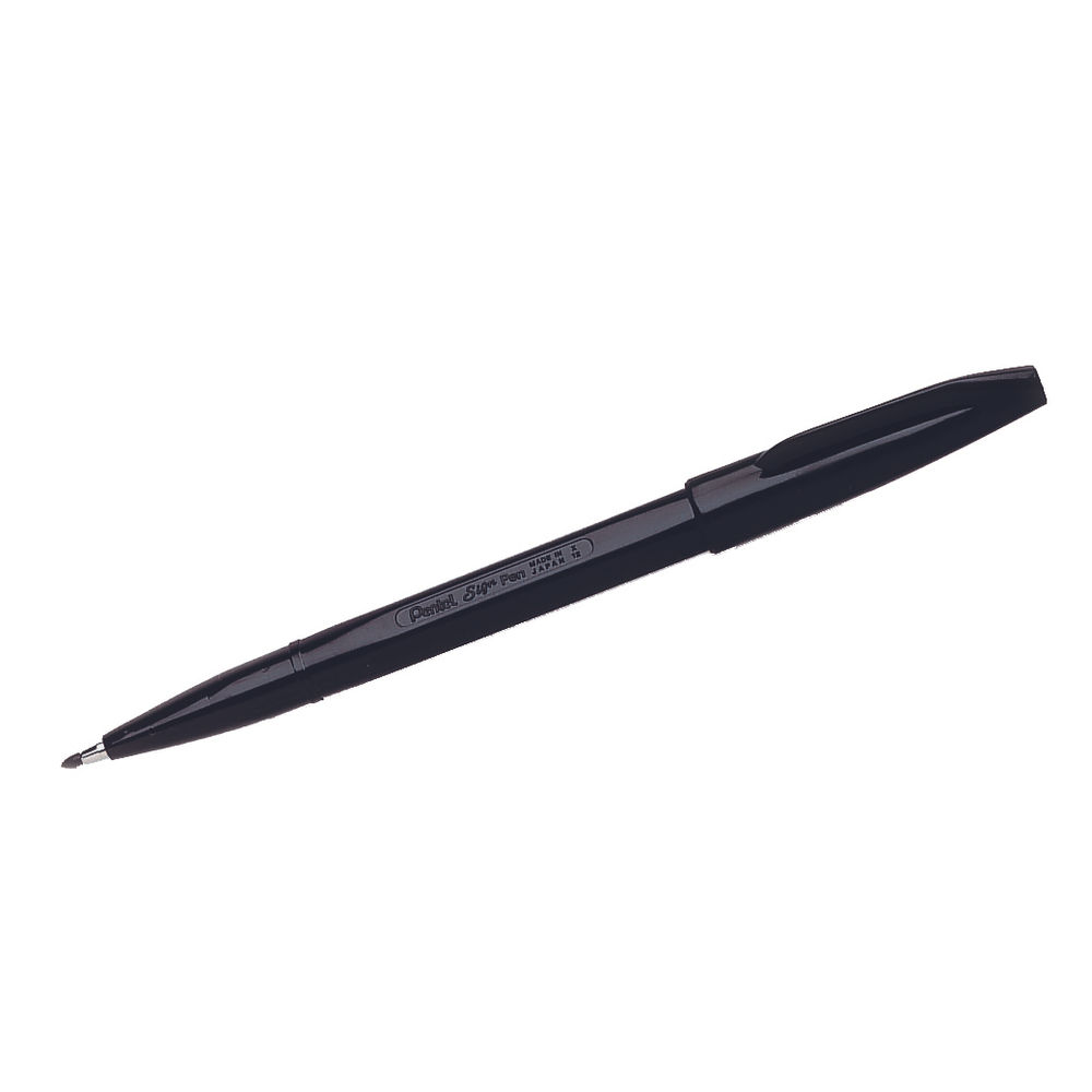 Pentel Sign Black Fibre Tip Pen (Pack of 12)