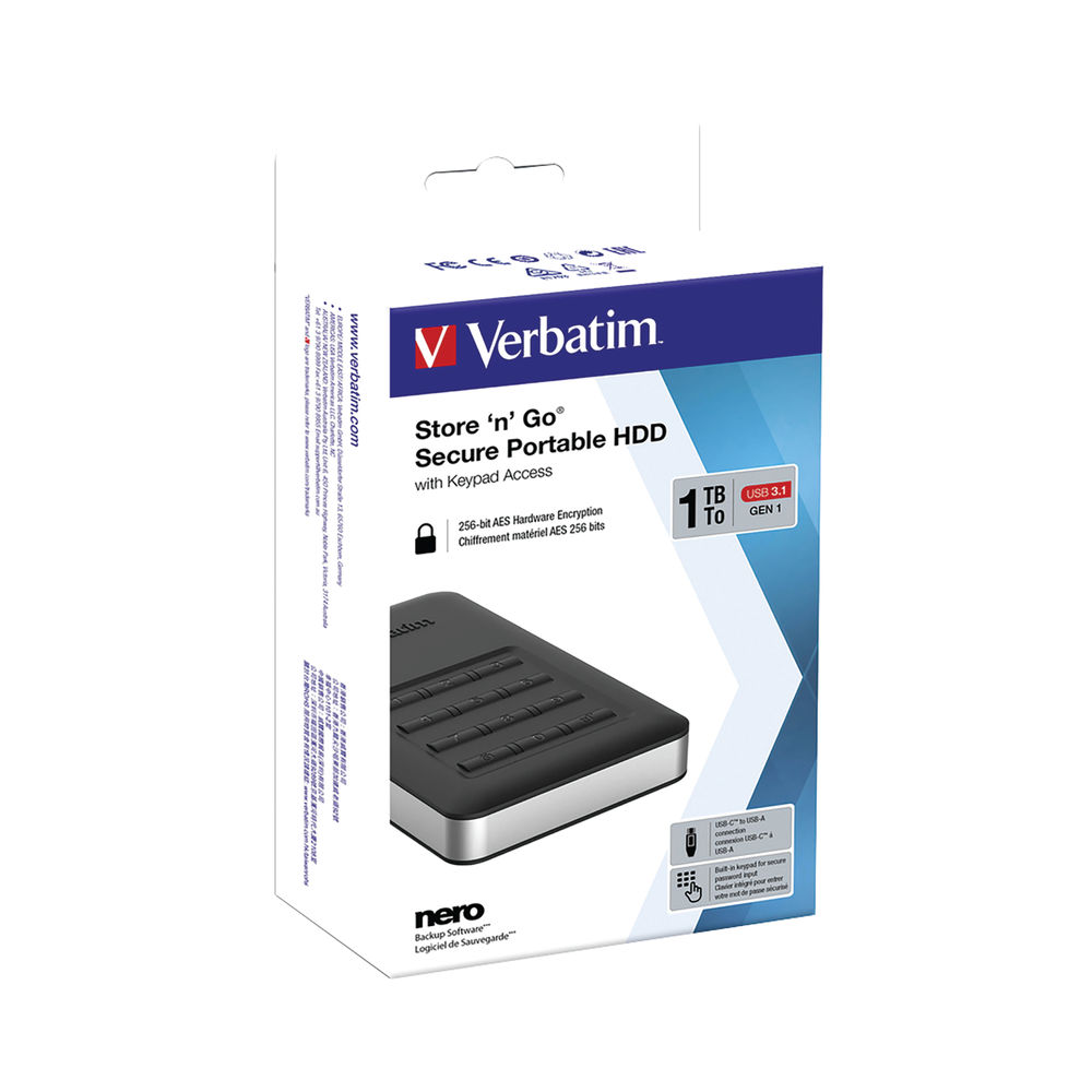 Verbatim Store n Go Secure Portable HDD USB 3.1 1TB