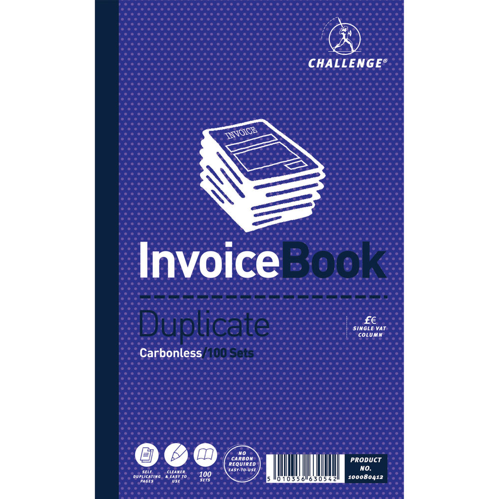 Challenge Carbonless Duplicate Invoice Book 100 Slips (Pack of 5) - 100080412