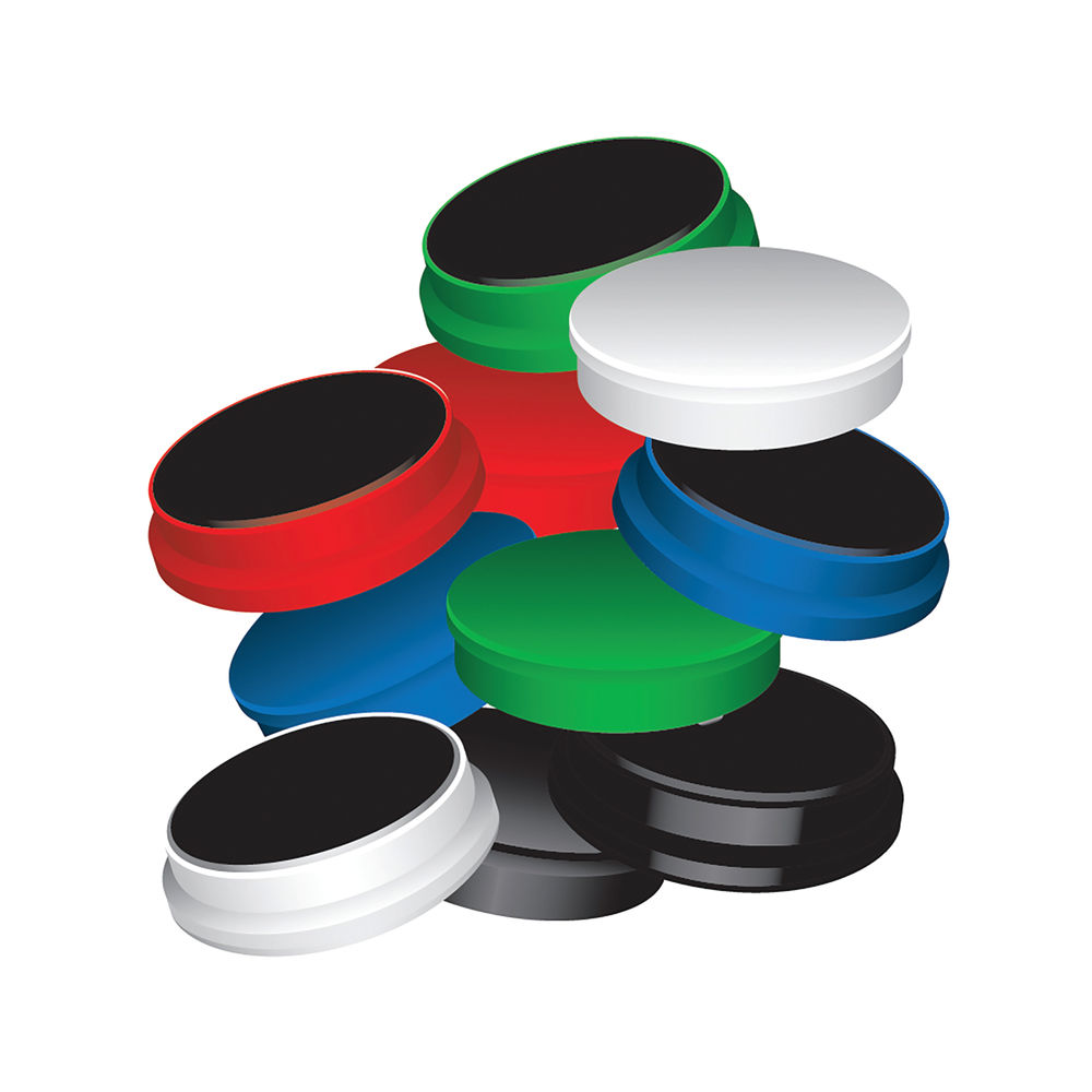 Q-Connect Round Magnet 25mm Assorted (Pack of 10)