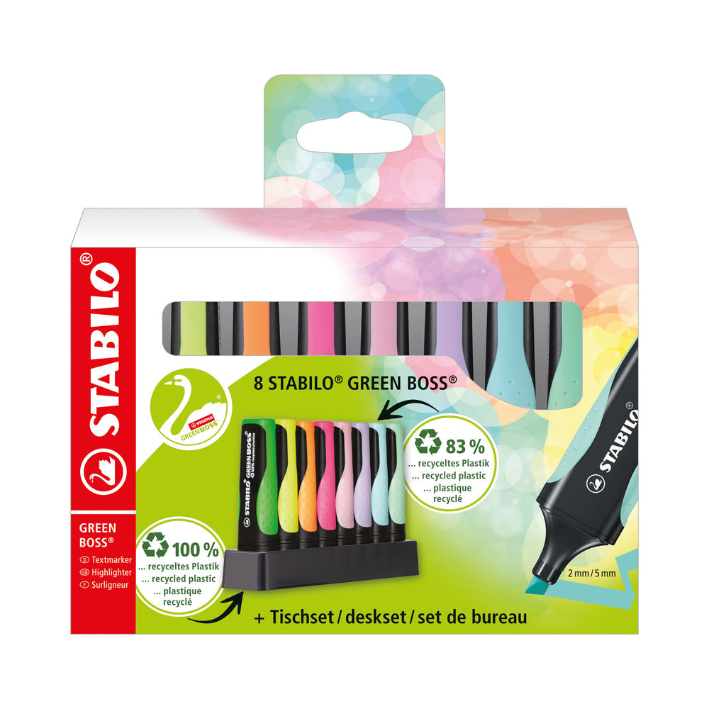 Stabilo Green Boss Highlighter Desk Set Assorted (Pack of 8) 6070/08-5