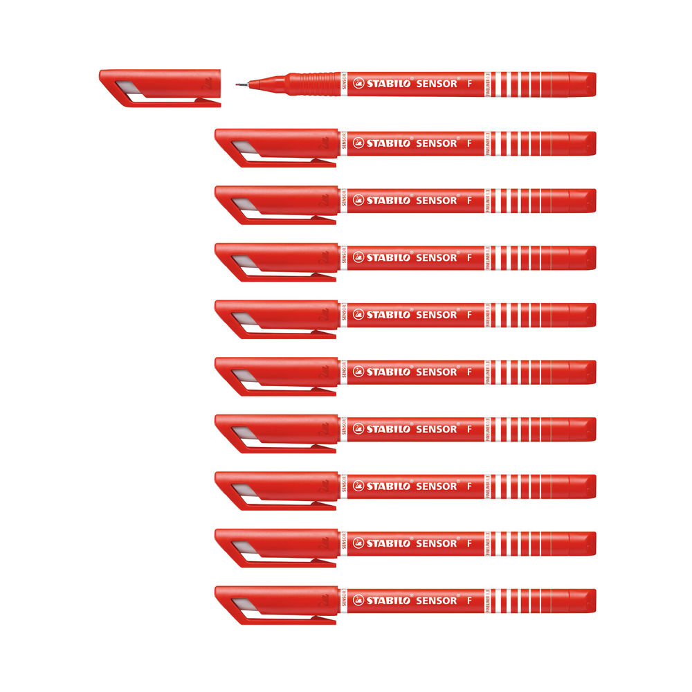 STABILO Sensor Red Fineliner Pen (Pack of 10)
