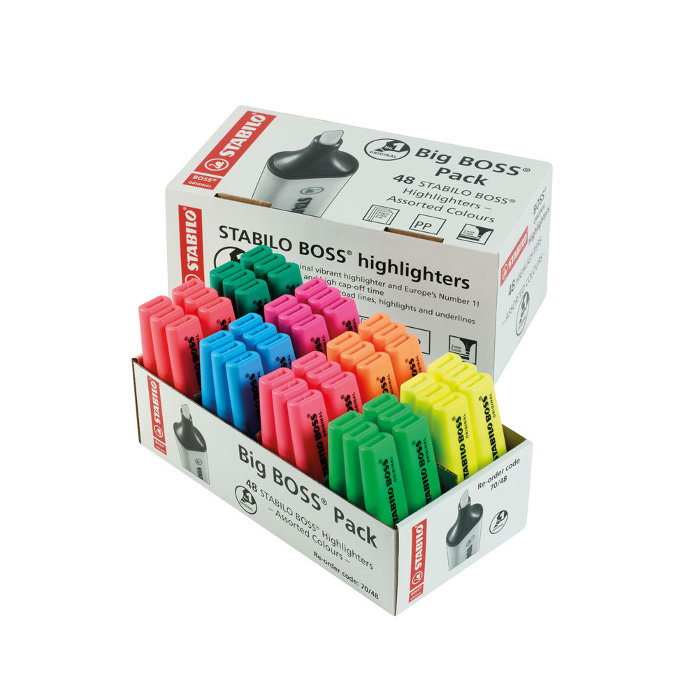 Refill STABILO BOSS ORIGINAL Refill Box of 20 Assorted Colours Mix  Highlighting and Underlining 