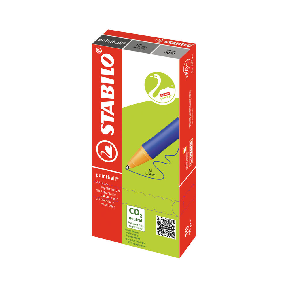 CO2-neutralized ballpoint pen STABILO pointball - pack of 4