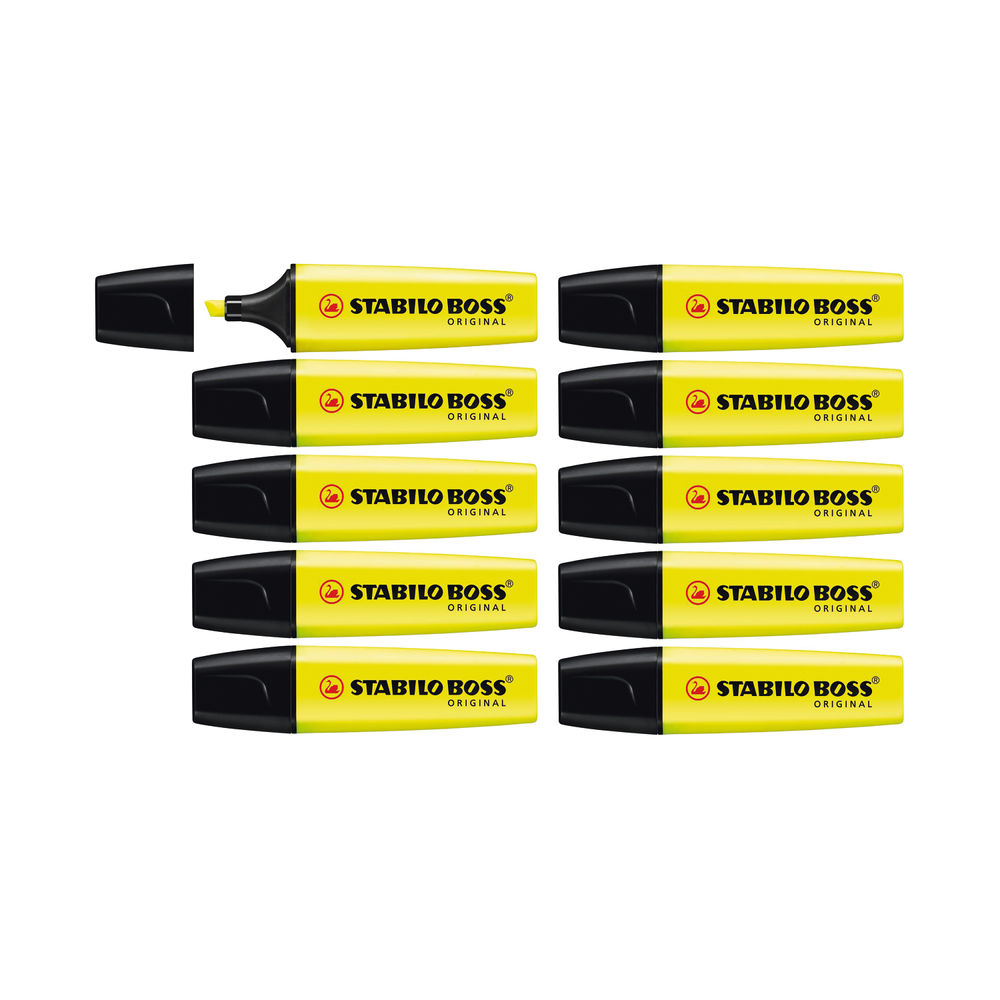  STABILO Highlighter BOSS ORIGINAL Yellow Wallet of 4 : Office  Products