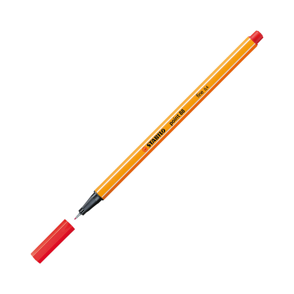 STABILO Point 88 Red Fineliner Pens (Pack of 10)