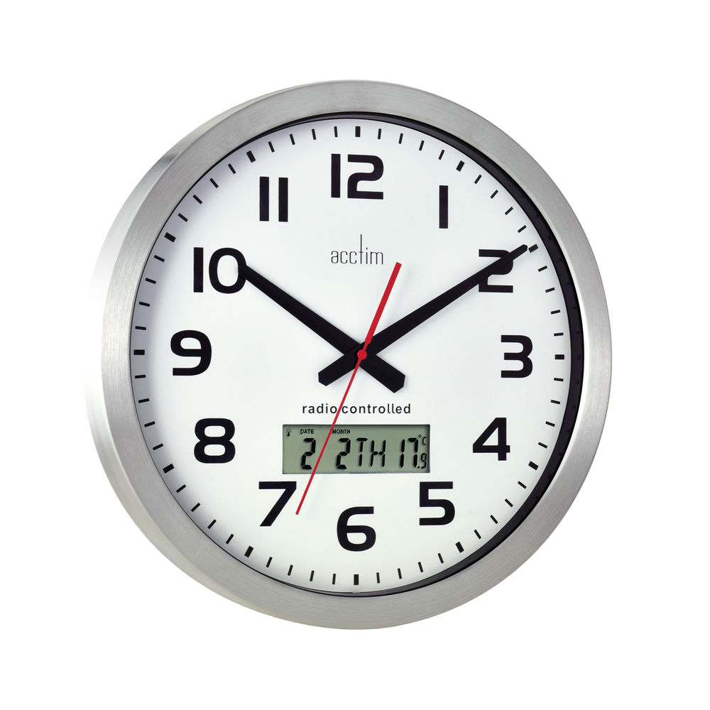 Acctim Meridian Radio Controlled Wall Clock Aluminium