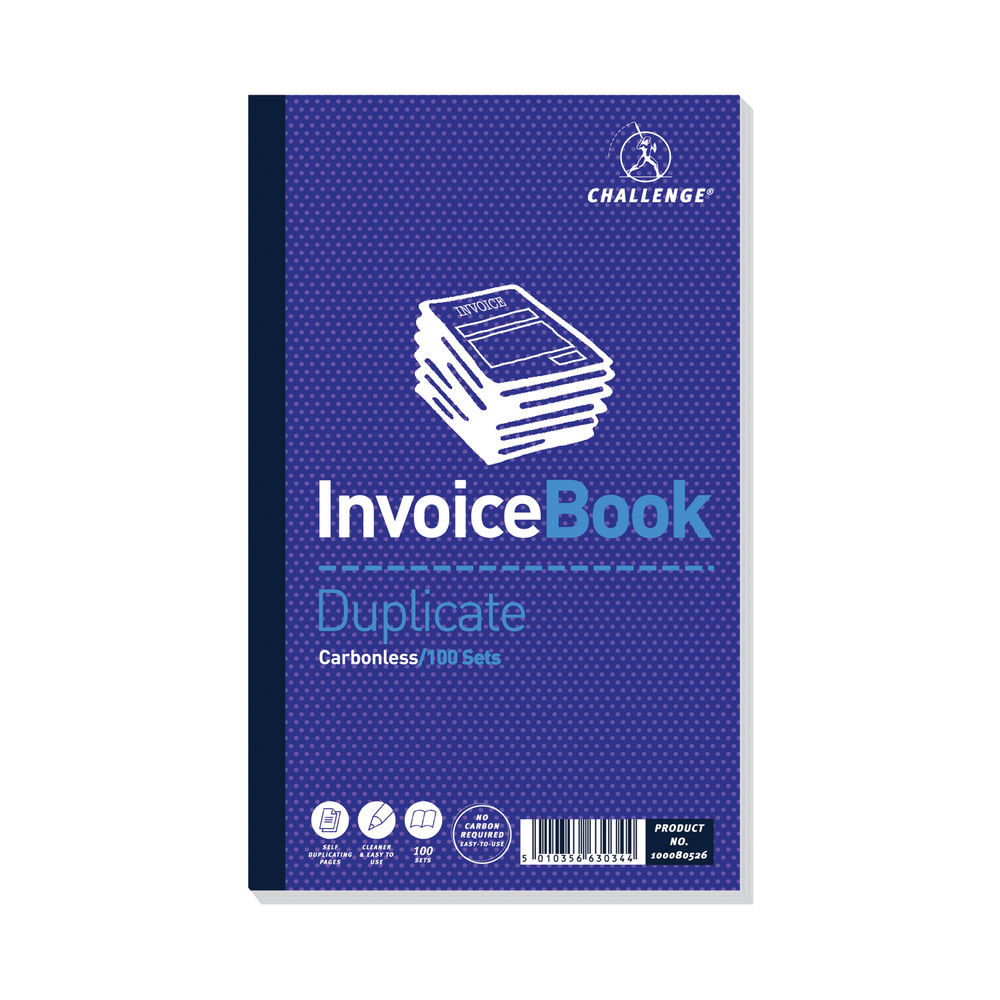 Challenge Carbonless Duplicate Invoice Book 100 Sets 210x130mm (Pack of 5) 100080526