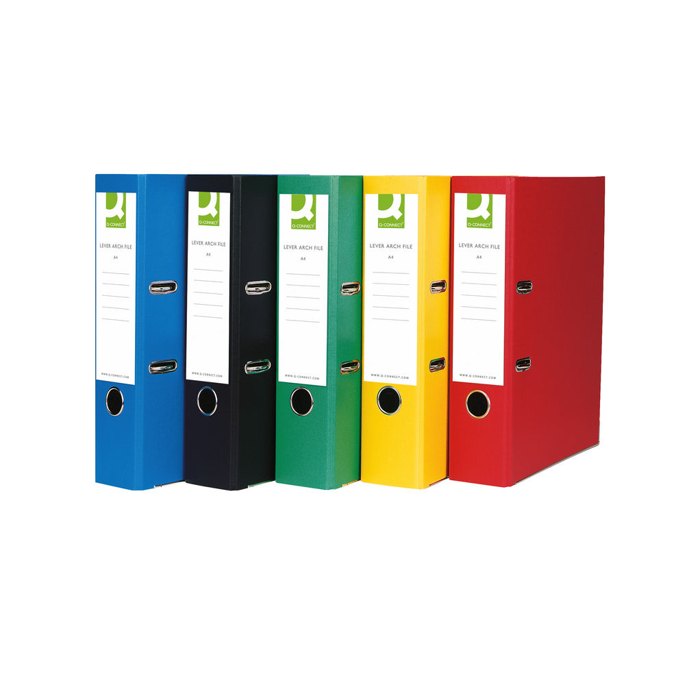 Q-Connect Lever Arch File Paperbacked A4 Black (Pack of 10)