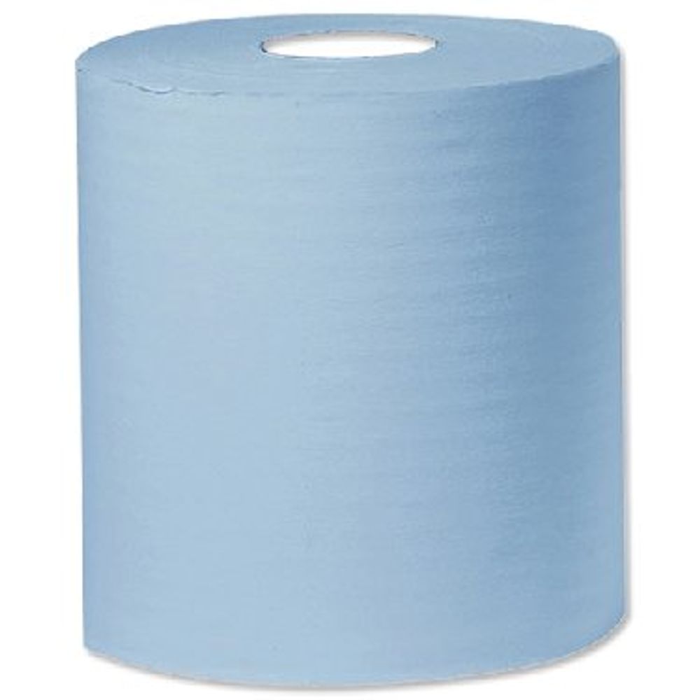 2Work 300m Blue 1-Ply Centrefeed Rolls (Pack of 6)