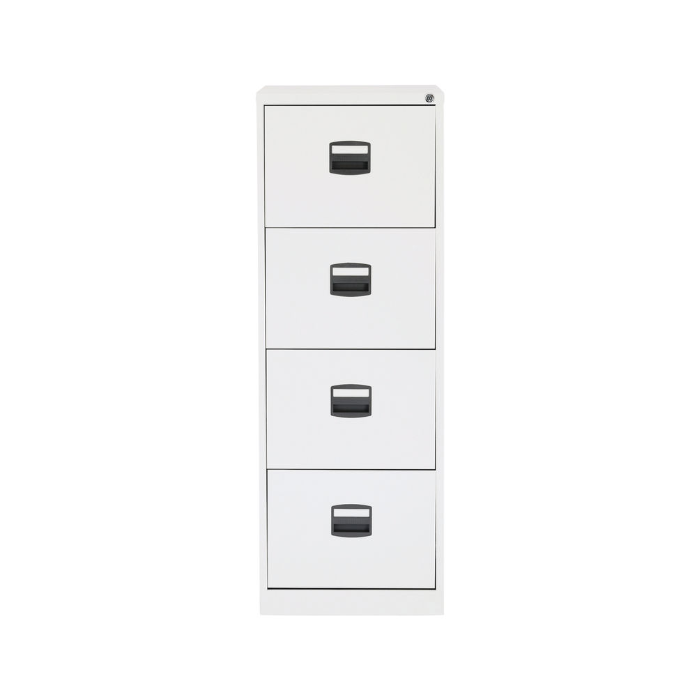 Bisley Contract 4 Drawer Filing Cabinet 470x622x1321mm Foolscap Traffic White CC4H1A-ba5