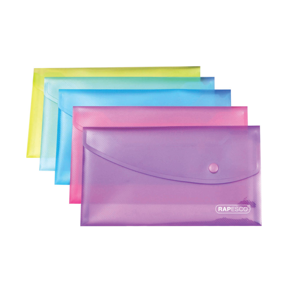 Rapesco DL Assorted Bright Popper Wallets (Pack of 5)