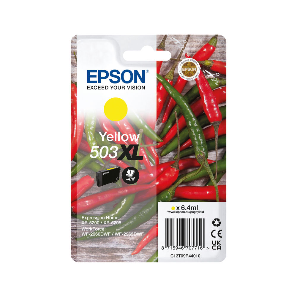 Epson 503XL Chillies Ink Cartridge High Yield Yellow C13T09R44010