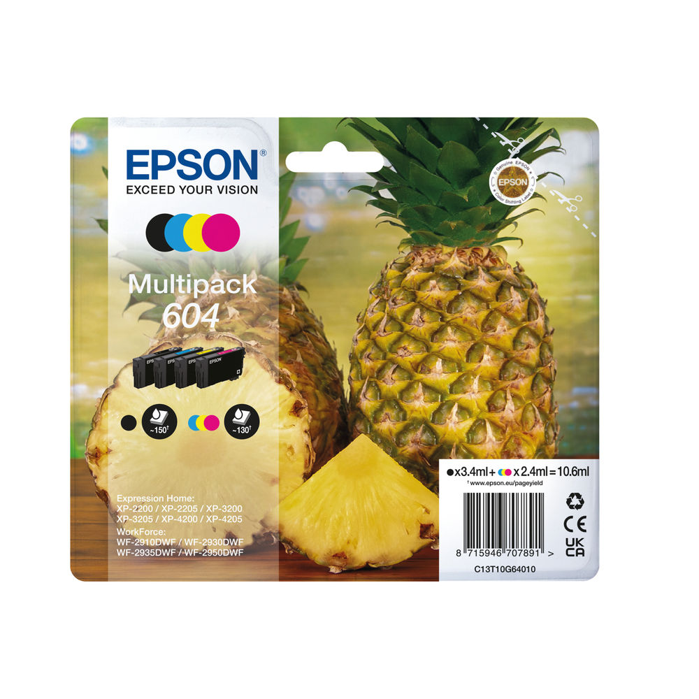 Epson 604 Pineapple Ink Cartridge CMYK Multipack C13T10G64010