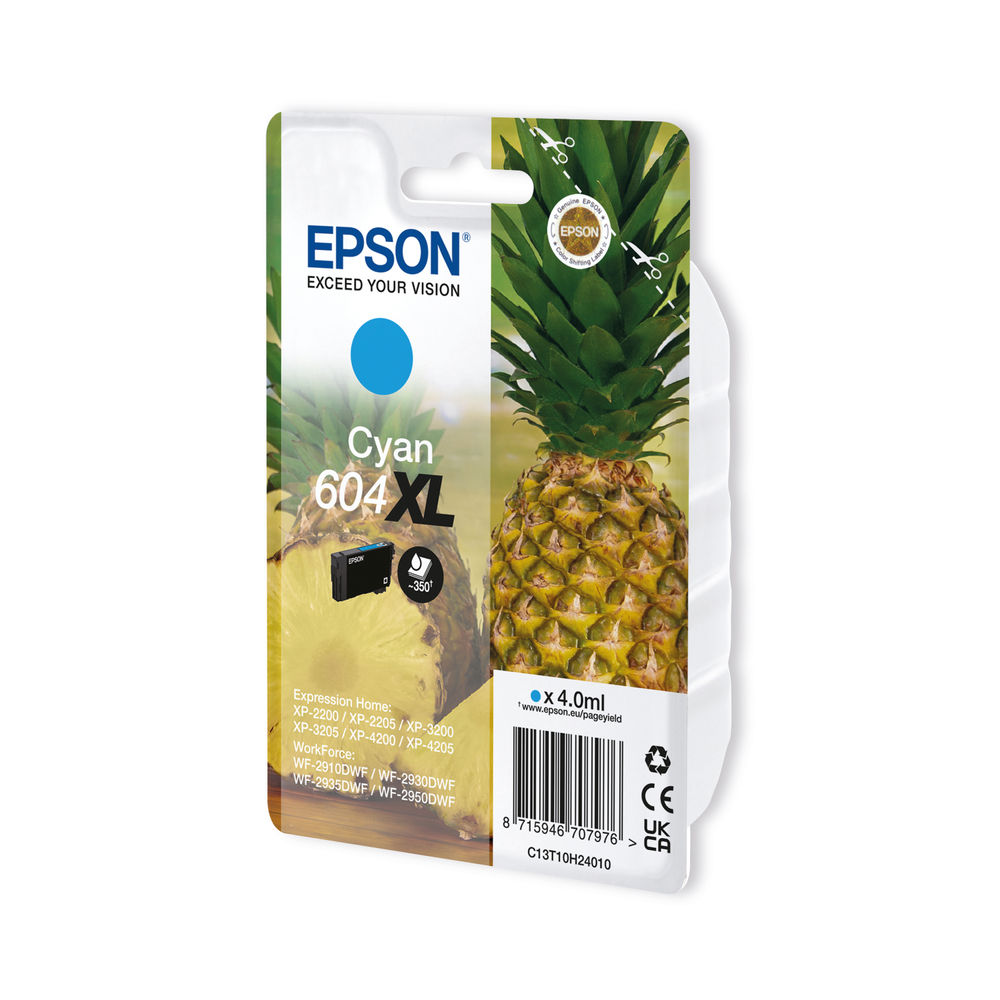 Epson 604XL Cyan High Capacity Ink Cartridge - C13T10H24010