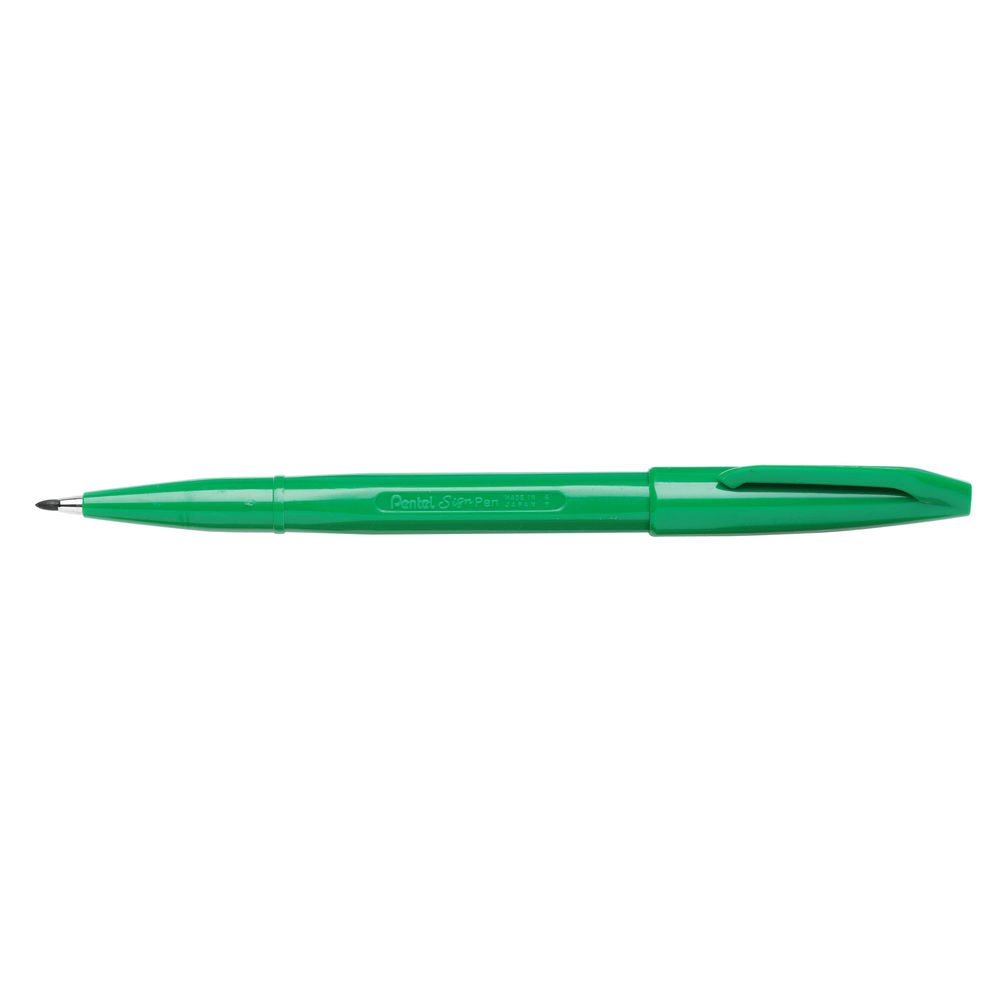 Pentel Sign Green Fibre Tip Pen (Pack of 12)