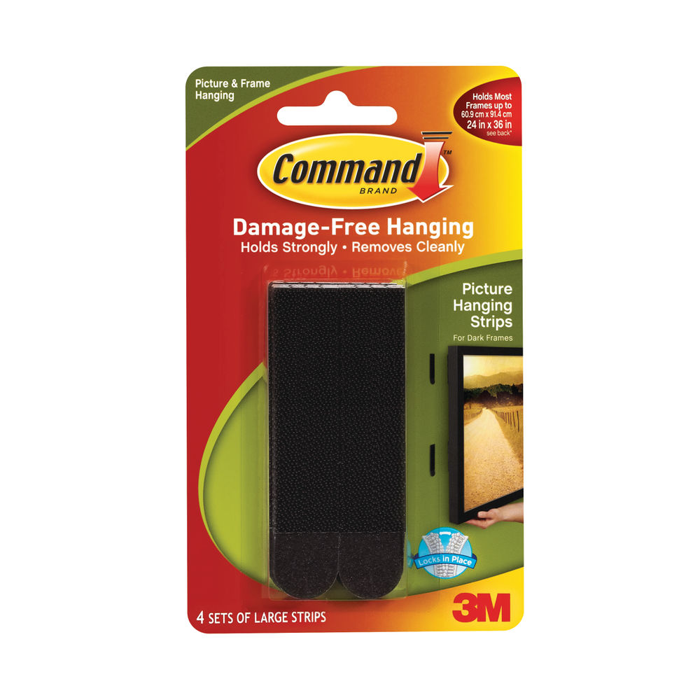 3M Command Large Picture Hanging Strips Black (Pack of 4) 17206BLK