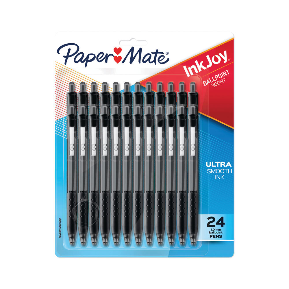 PaperMate Inkjoy 300Rt Ballpoint Medium 1.0mm Tip Black (Pack of 24) 2223762