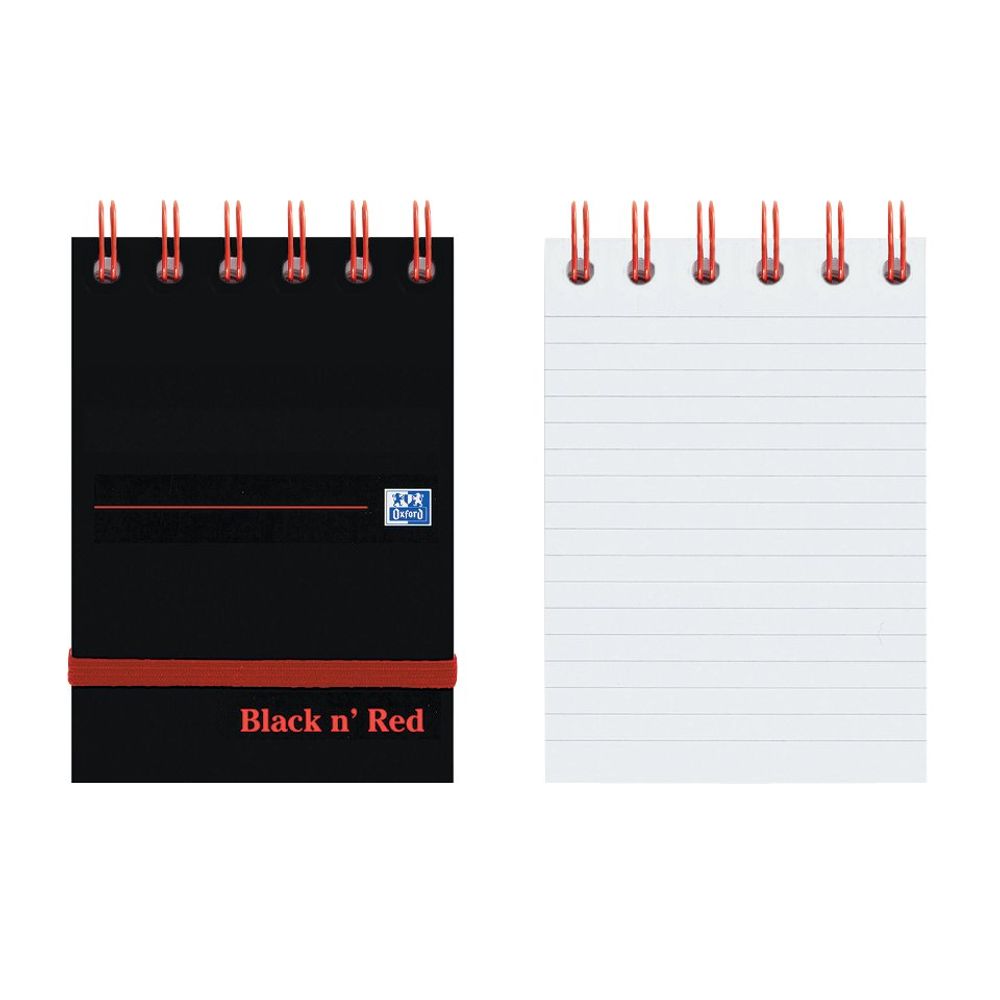 Black n' Red Ruled A7 Elasticated Wirebound Notepad (Pack of 5)