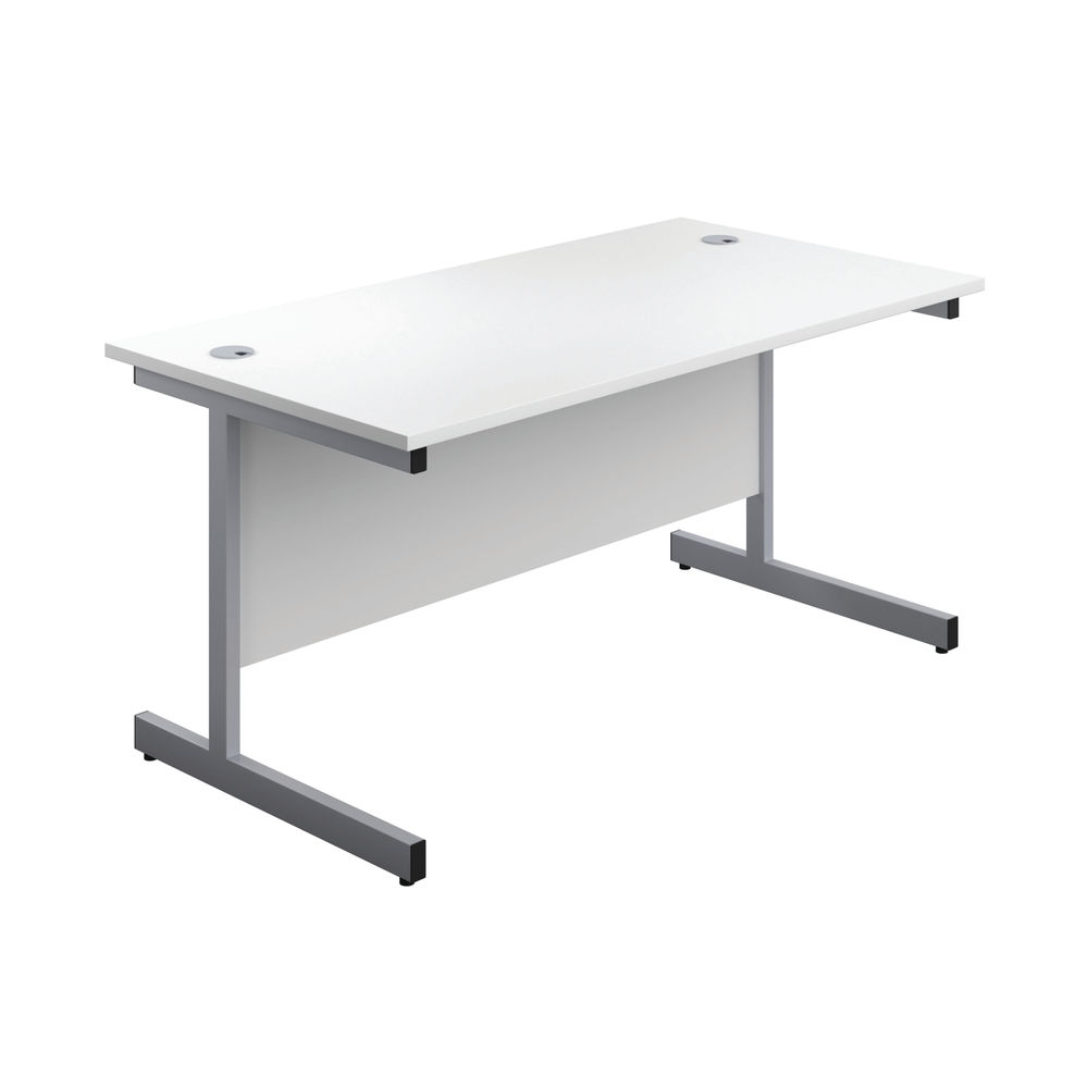First 1600x800mm White/Silver Single Rectangular Desk