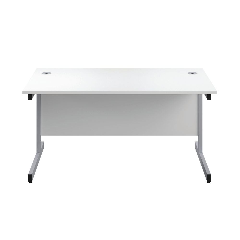 First 1600x800mm White/Silver Single Rectangular Desk