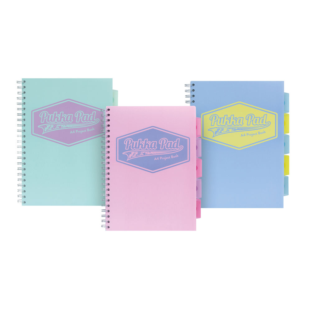 Pukka Pad Assorted Pastel A4 Project Book (Pack of 3)