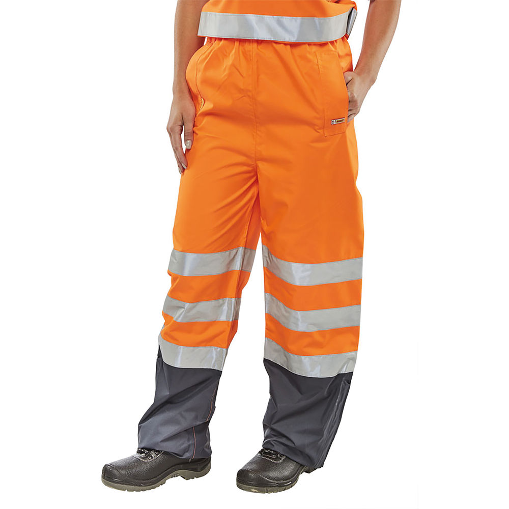 Beeswift Belfry Hi Vis Trousers Orange/Navy Blue L BETORNL