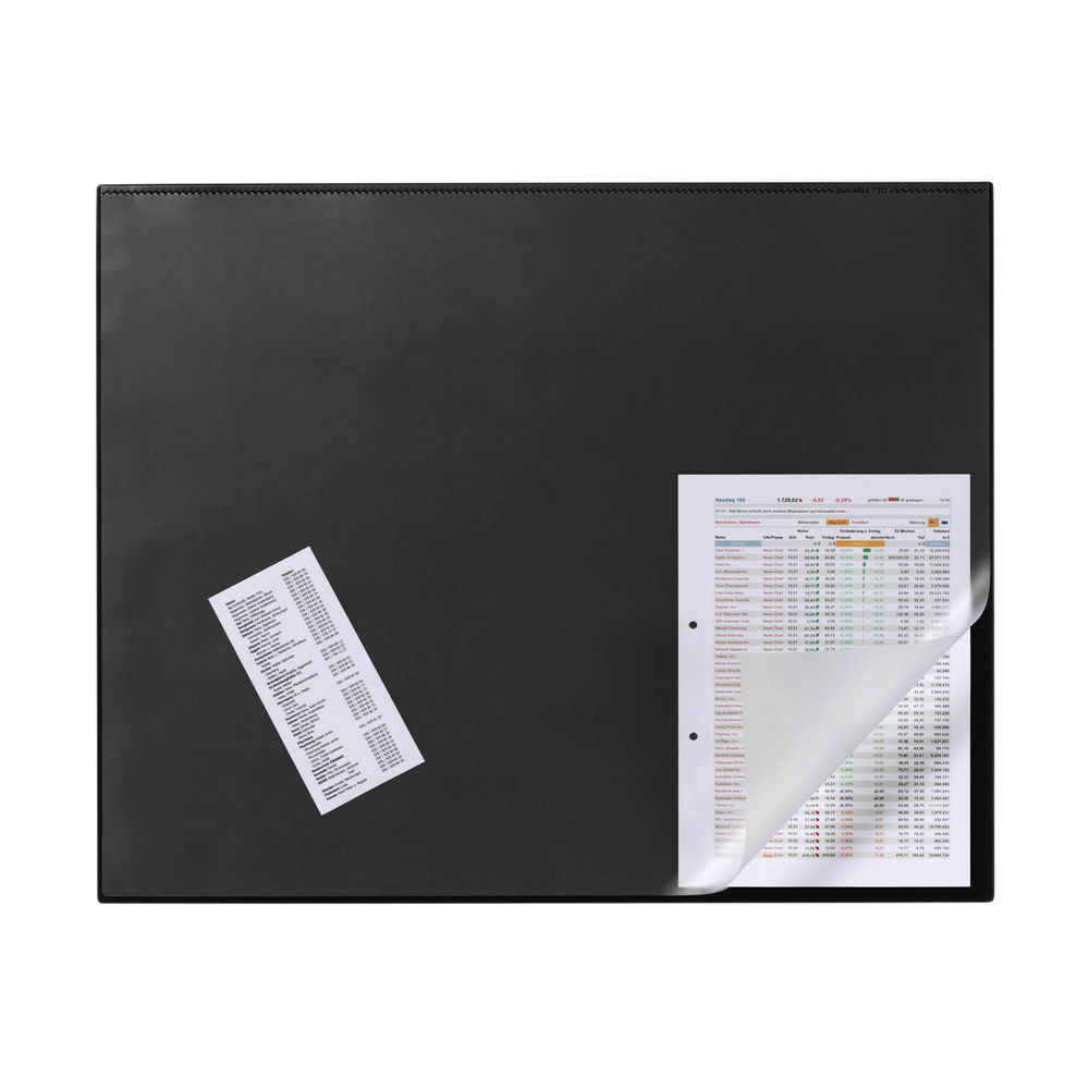 Durable Desk Mat With Overlay W650 X D520mm Black Clear 7203 01