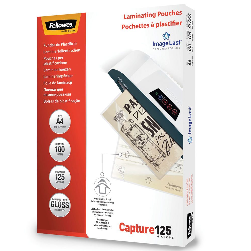 Fellowes A4 Capture Laminating Pouch 125 Micron (Pack of 100) 5307401