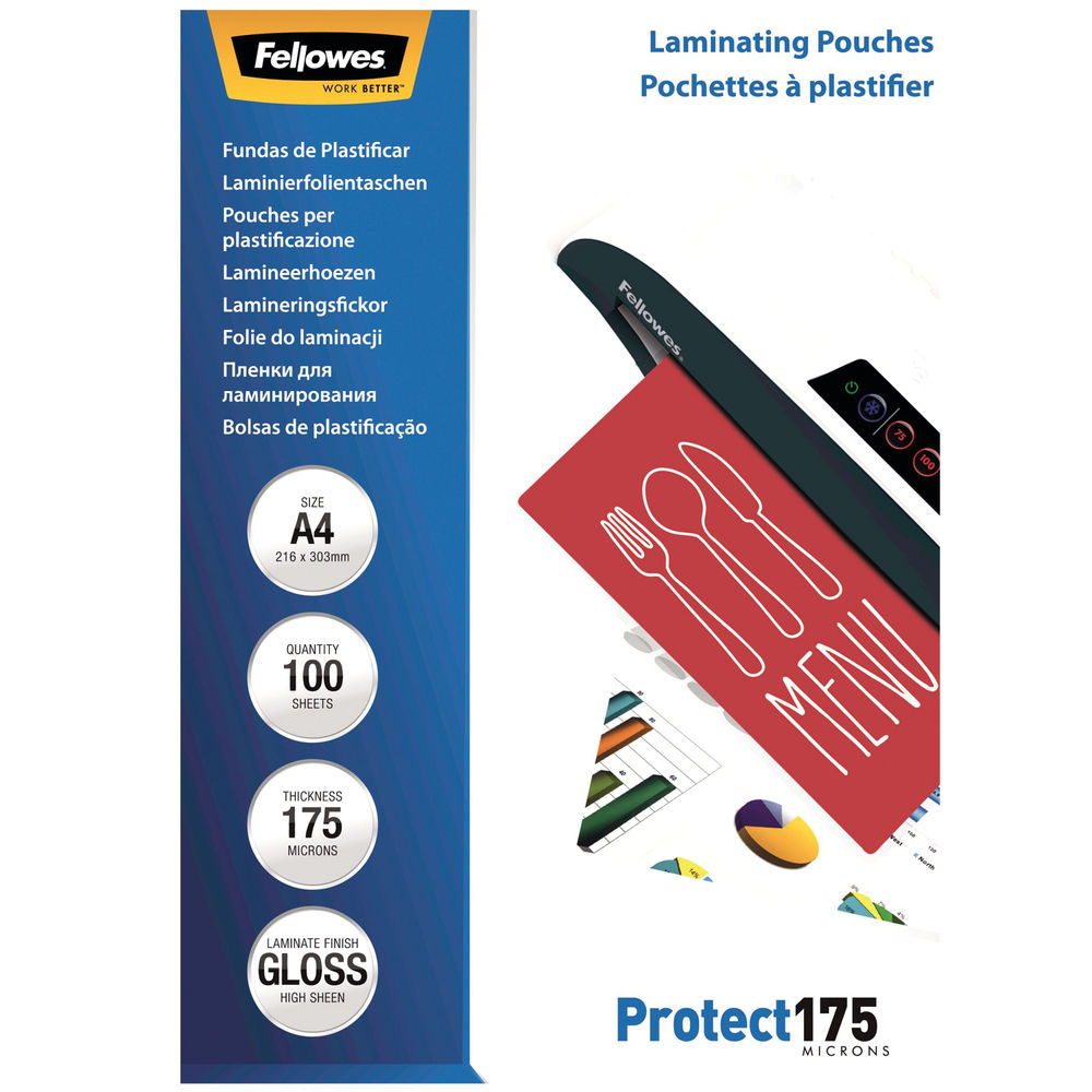 Fellowes A4 Protect Laminating Pouch 350 Micron (Pack of 100) 53087