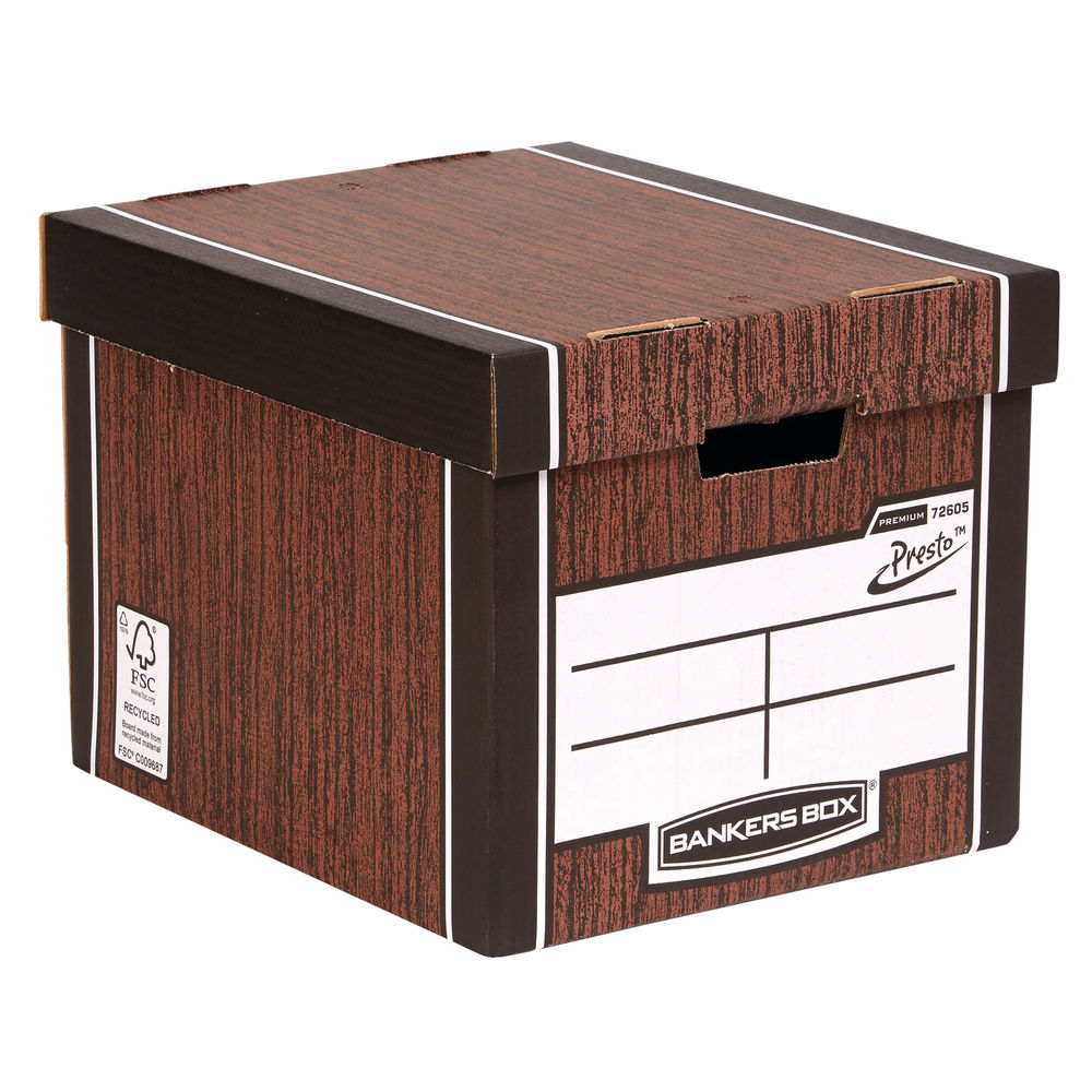 Fellowes Bankers Box Woodgrain Tall Premium Storage Box (Pack of 10)