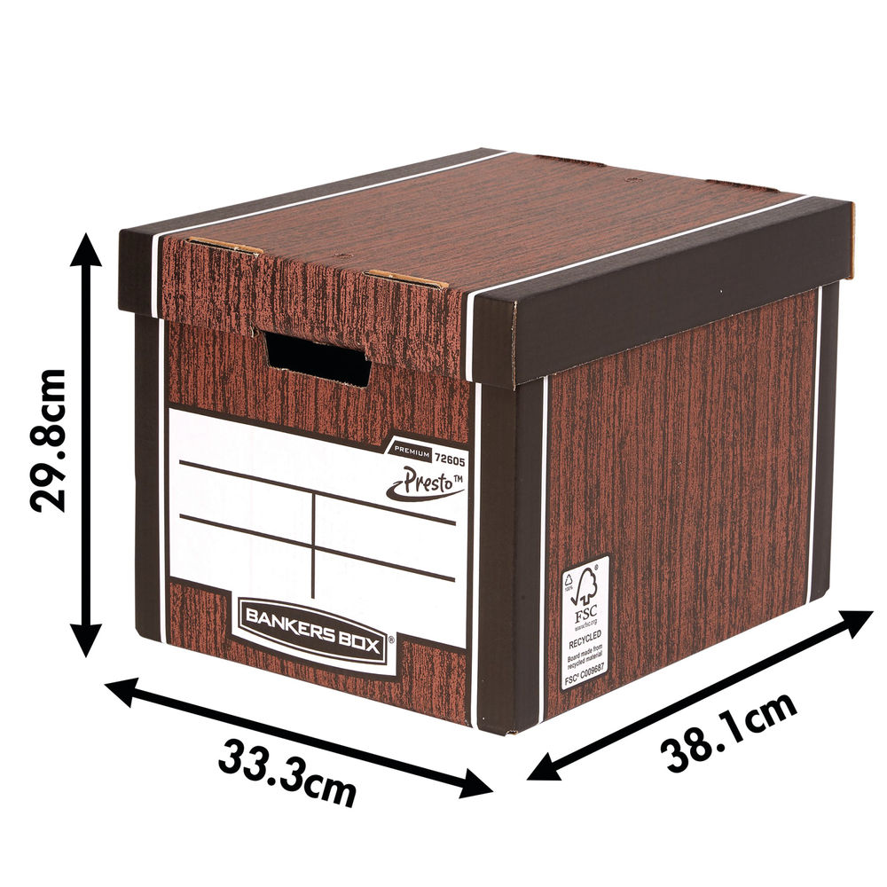 Fellowes Bankers Box Woodgrain Tall Premium Storage Box (Pack of 10)