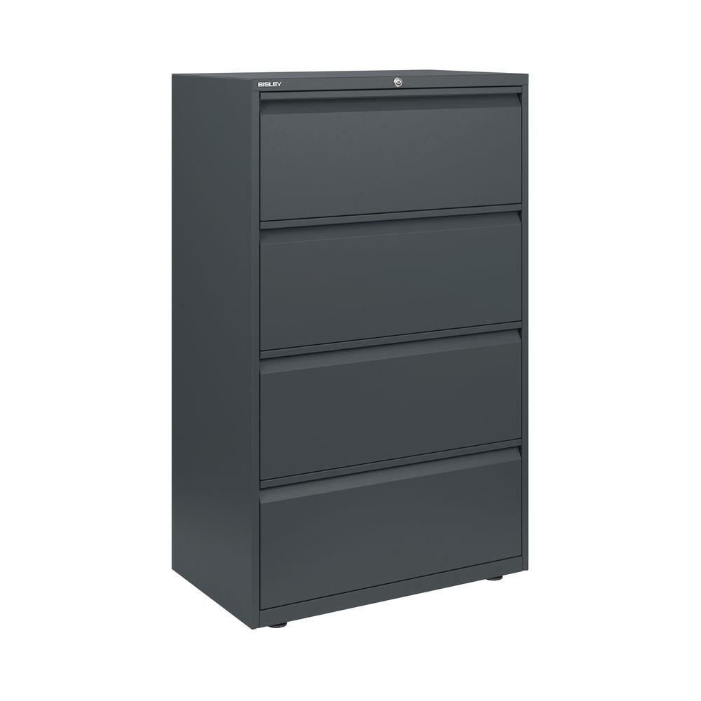 Bisley Essentials Anthracite Grey 4 Drawer Side Filing Cabinet 800x1300mm