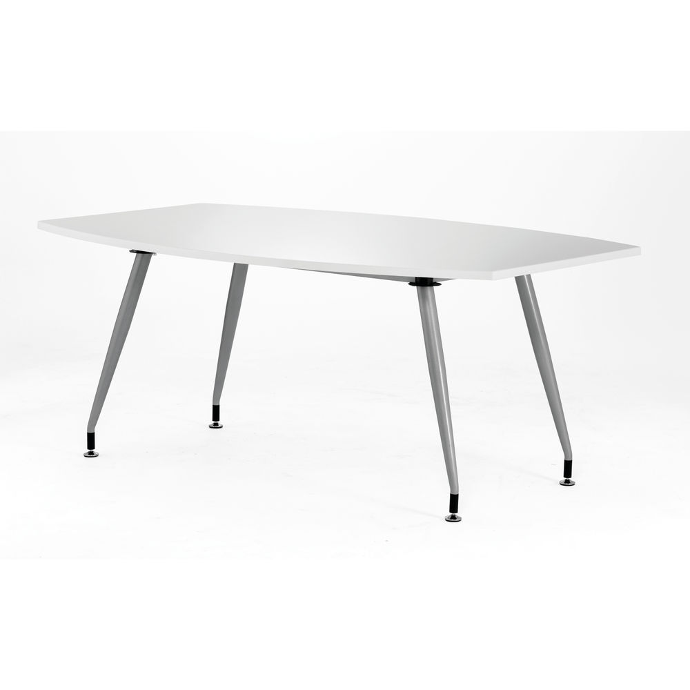 High Gloss Writable Boardroom Table 1800mm White/Silver I003057