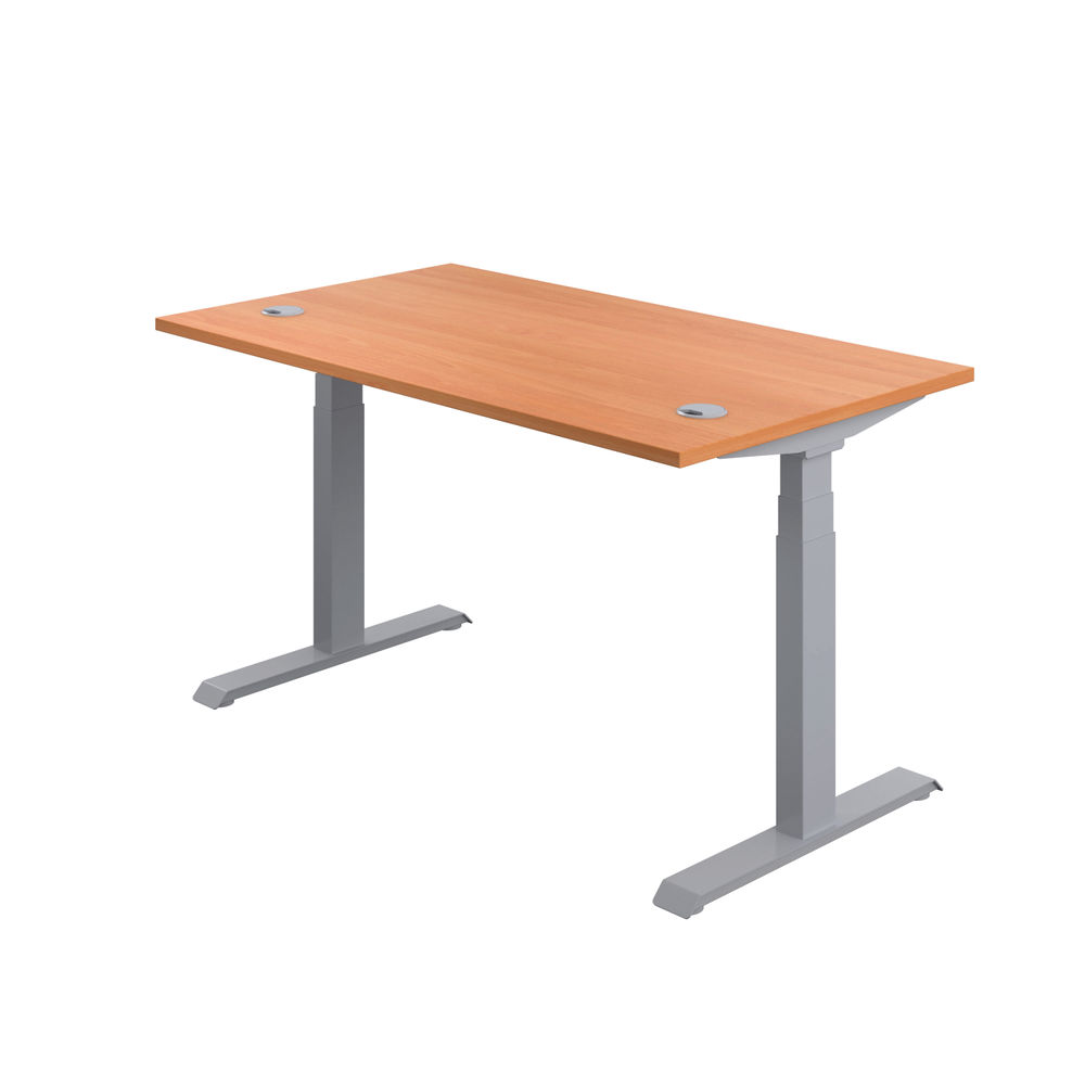 Jemini 1200x800mm Beech/Silver Sit Stand Desk