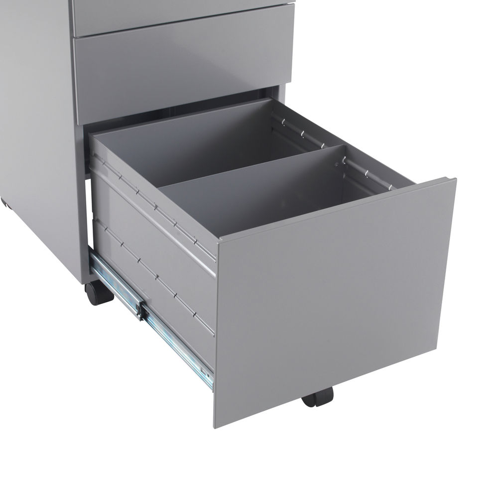 Jemini H615mm Silver 3 Drawer Mobile Steel Pedestal