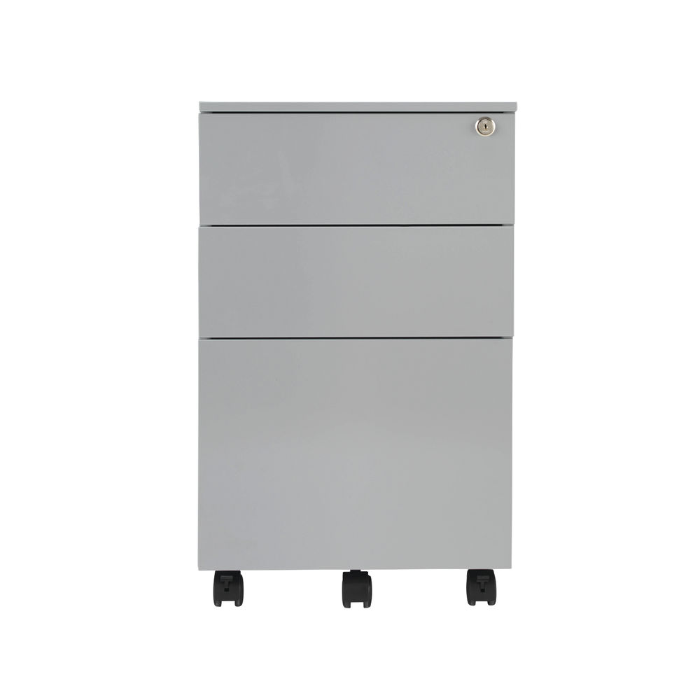 Jemini H615mm Silver 3 Drawer Mobile Steel Pedestal