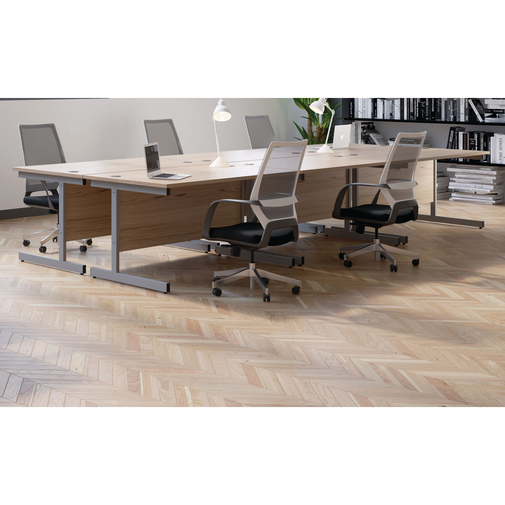 Jemini 1600mm Grey Oak/Silver Left Hand Radial Desk