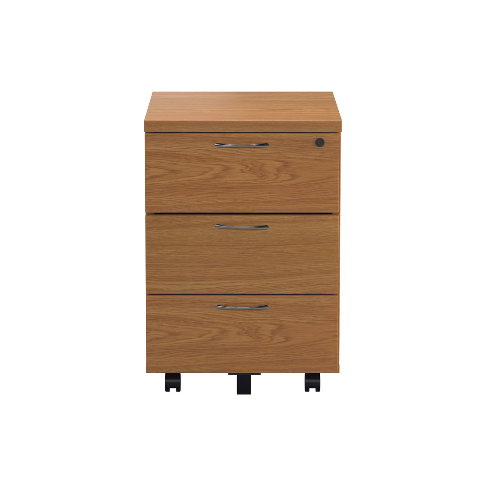 Jemini H495mm Nova Oak 3 Drawer Mobile Pedestal