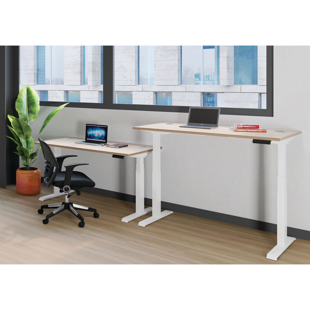 Jemini 1600x800mm Beech/Silver Sit Stand Desk