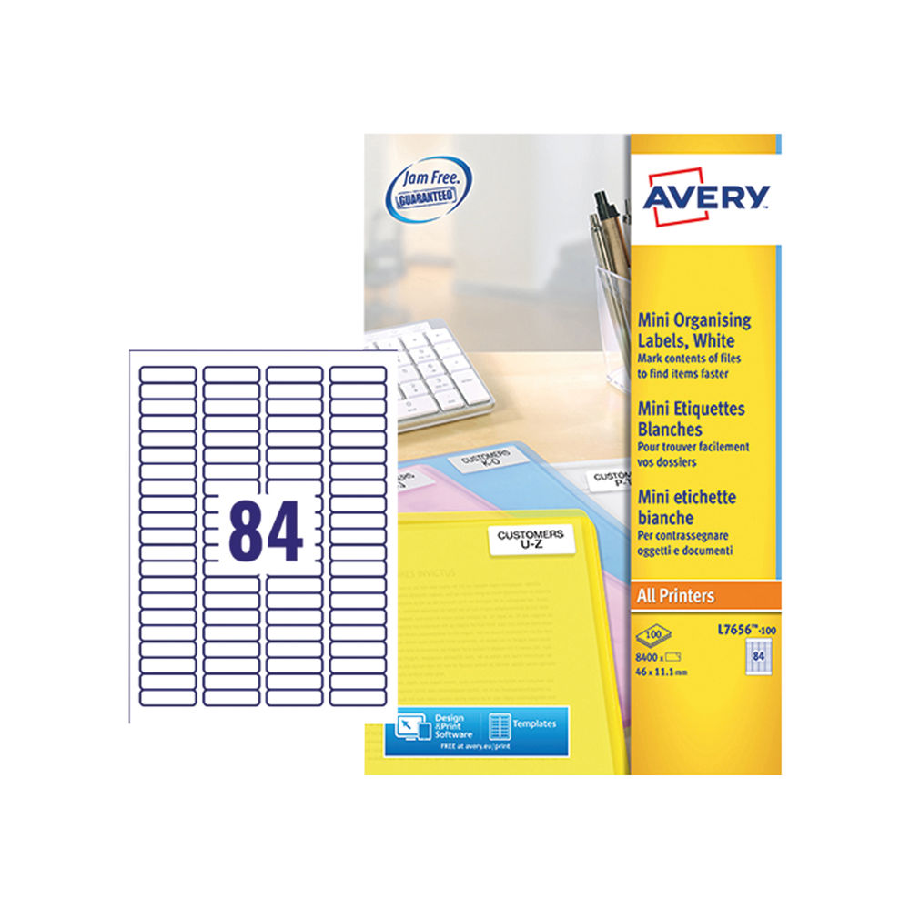 Avery 46 x 11.11mm White Mini Organising Laser Labels (Pack of 8400)