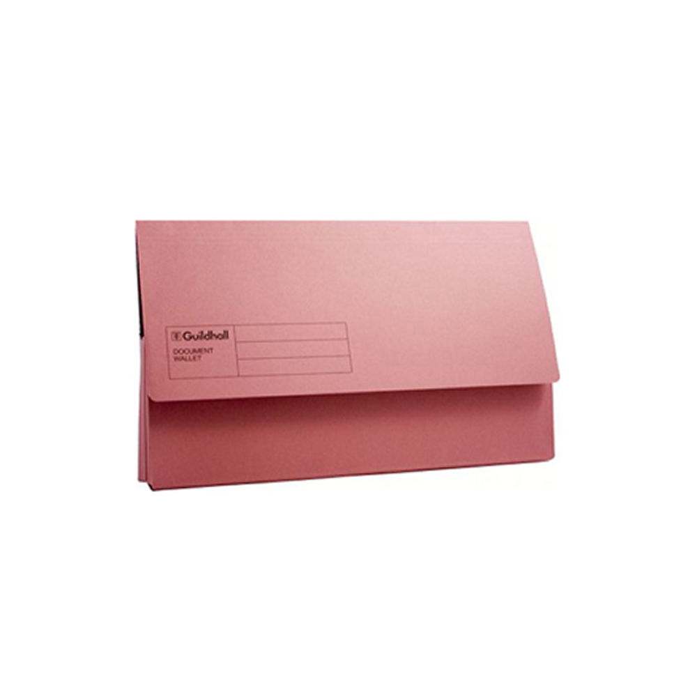 Guildhall Pink A4/Foolscap Document Wallet 285gsm (Pack of 50)