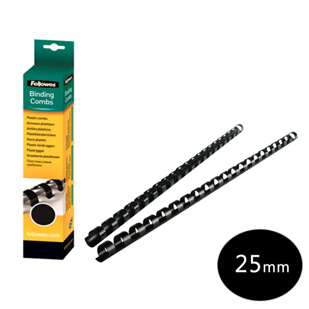 Fellowes A4 Binding Combs 25mm Black (Pack of 50)