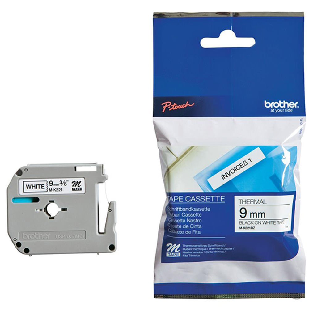 Brother P-Touch M Tape 9mm Black /White